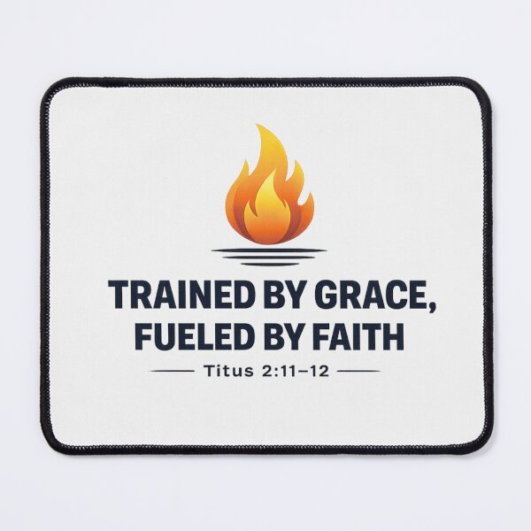 Item preview, Trained by Grace Fueled by Faith Christian Flame Design Titus 2:11–12 designed and sold by astersgraphics.