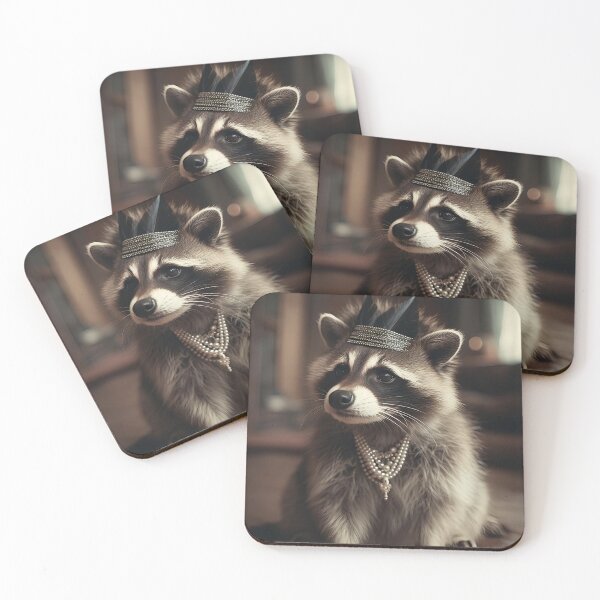 Item preview, Watercolor Lady Raccoon - Vintage Floral Gatsby Flapper Art designed and sold by naughty-raccoon.