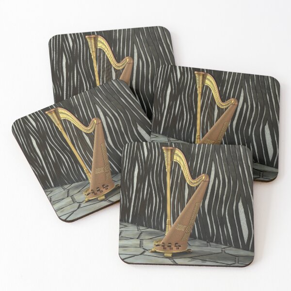Item preview, Golden Celtic Harp 3D Design Mystical Musical Art designed and sold by Keltoi-art.