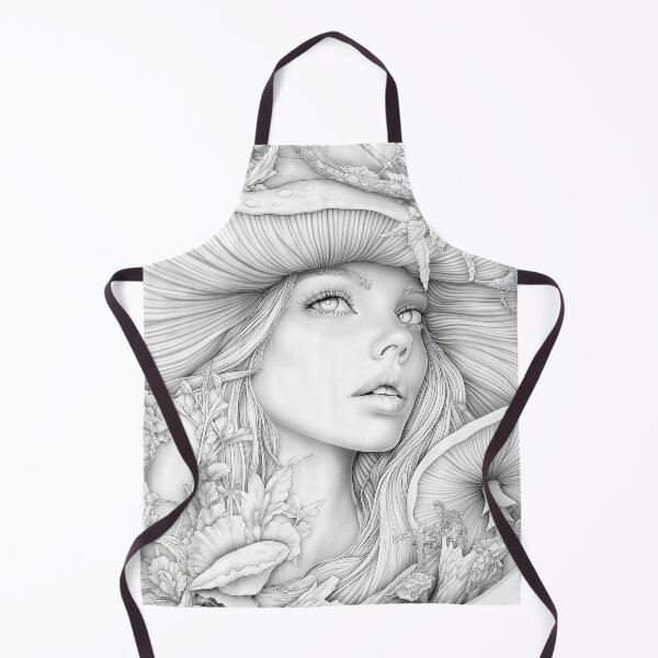 Item preview, Mushroom Witch Queen Enchanted Forest Fae Grayscale designed and sold by Shoot-The-Moon.
