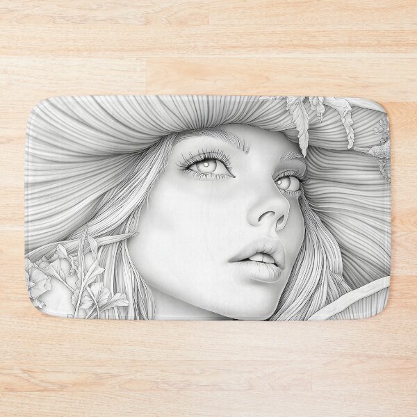 Item preview, Mushroom Witch Queen Enchanted Forest Fae Grayscale designed and sold by Shoot-The-Moon.