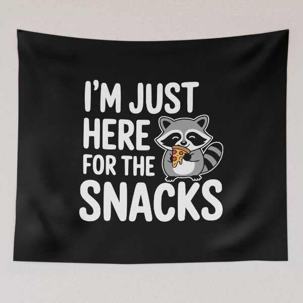 Item preview, I'm Just Here For The Snacks! Cute Raccoon Puns designed and sold by PMCreative.