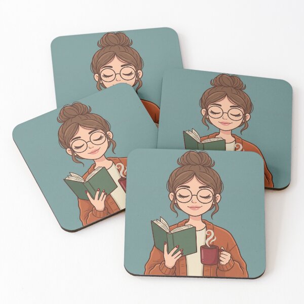 Item preview, Cozy Girl Reading Book with Coffee Aesthetic Art designed and sold by AbstractAuraArt.