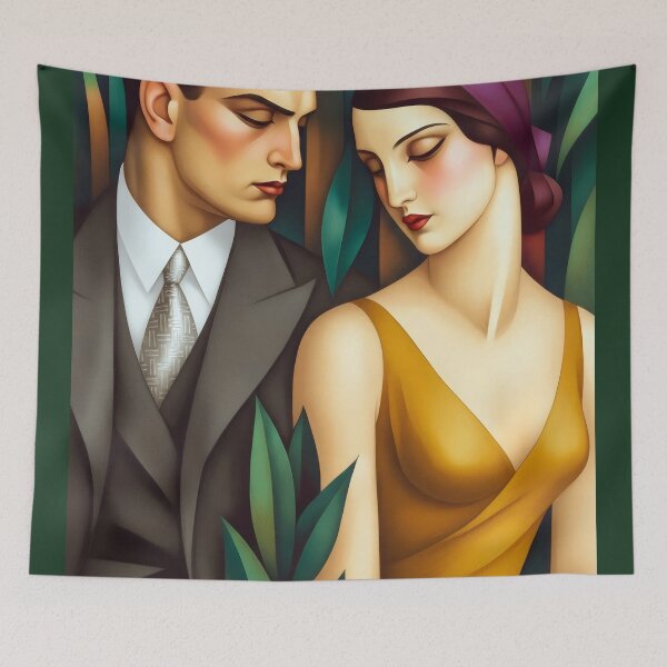 Item preview, Art Deco Lovers in a Lush Modernist Dream designed and sold by Shoot-The-Moon.