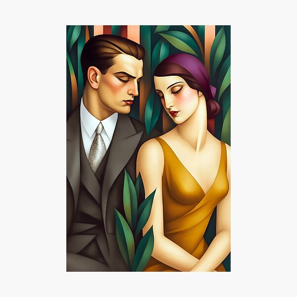 Item preview, Art Deco Lovers in a Lush Modernist Dream designed and sold by Shoot-The-Moon.