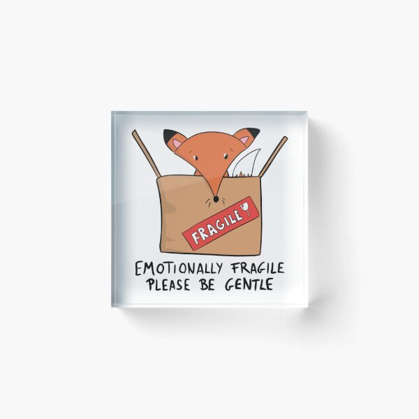 Item preview, Emotionally Fragile Please Be Gentle Cute Fox in Box designed and sold by DesignFreakArt.