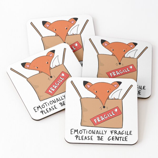 Item preview, Emotionally Fragile Please Be Gentle Cute Fox in Box designed and sold by DesignFreakArt.