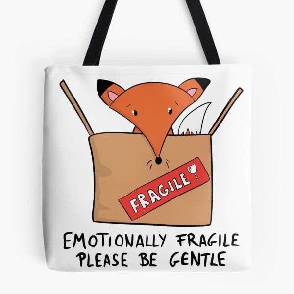 Item preview, Emotionally Fragile Please Be Gentle Cute Fox in Box designed and sold by DesignFreakArt.