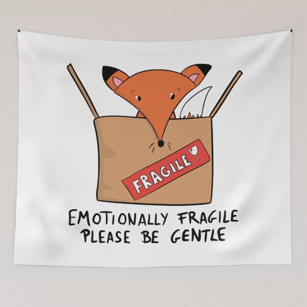 Item preview, Emotionally Fragile Please Be Gentle Cute Fox in Box designed and sold by DesignFreakArt.