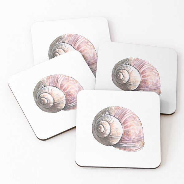 Item preview, Pink Land Snail Shell - Watercolor Illustration designed and sold by AquarellChill.