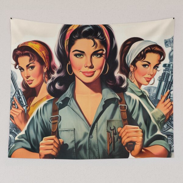 Item preview, Retro Mechanic Girls designed and sold by PulpVintage.