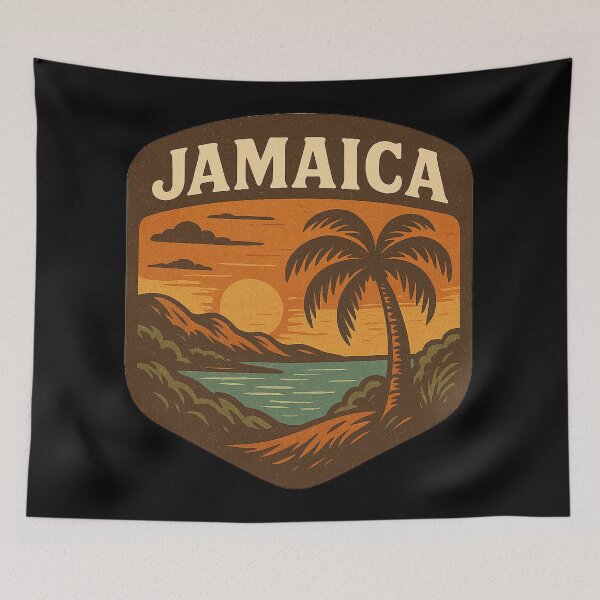 Item preview, Retro Jamaica Tropical Palm Tree Travel Art - Vintage Beach Sunset designed and sold by TSE DESIGN.