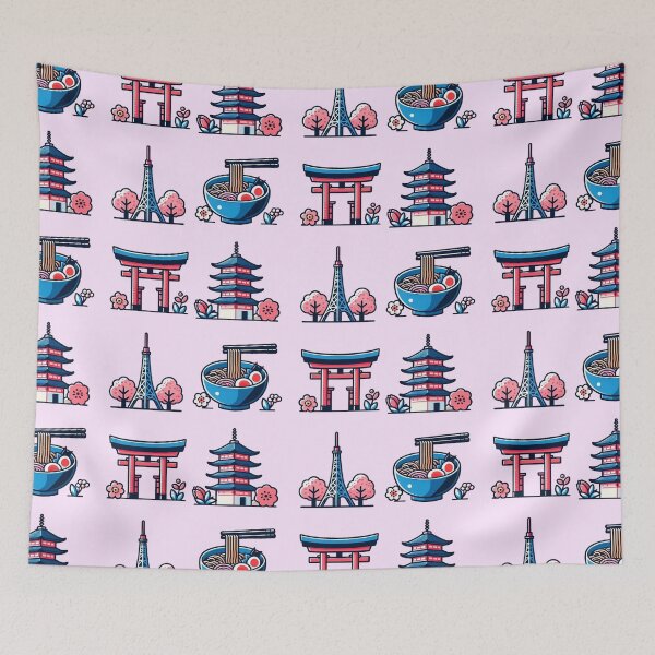 Item preview, Fukuoka Japan Travel Icons - Ramen and Torii designed and sold by GREENZ0NE.