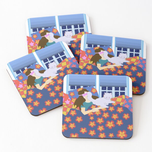 Item preview, Cozy Cat Interruption – Whimsical Cat and Woman Morning Illustration designed and sold by MidModMagic.
