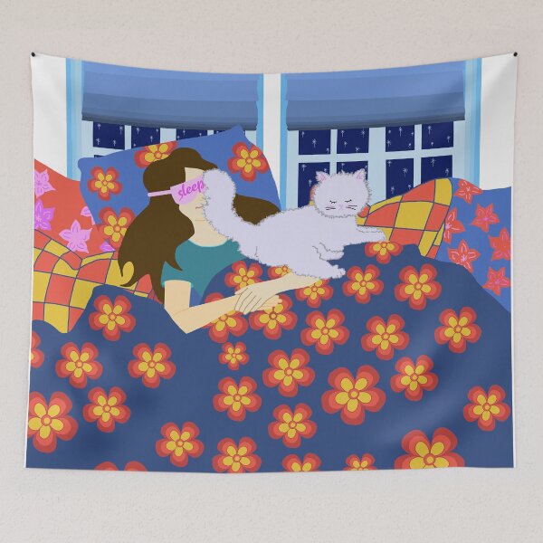 Item preview, Cozy Cat Interruption – Whimsical Cat and Woman Morning Illustration designed and sold by MidModMagic.