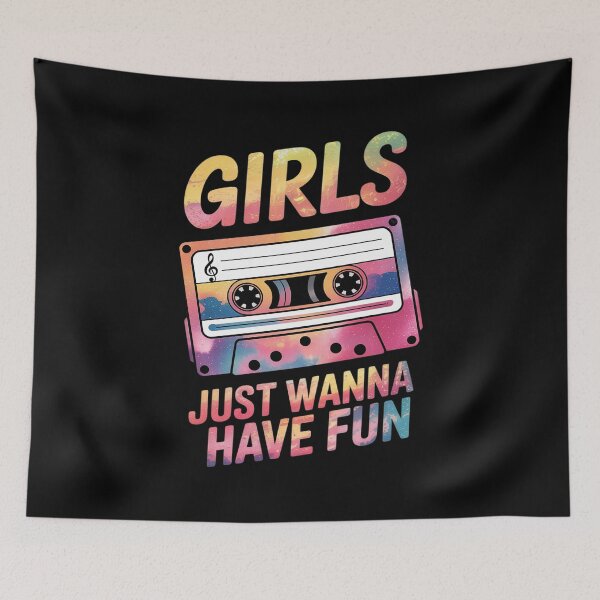 Item preview,  Girls Just Wanna Have Fun Nostalgia 1980s 80's Black 1 designed and sold by angolinnArt.