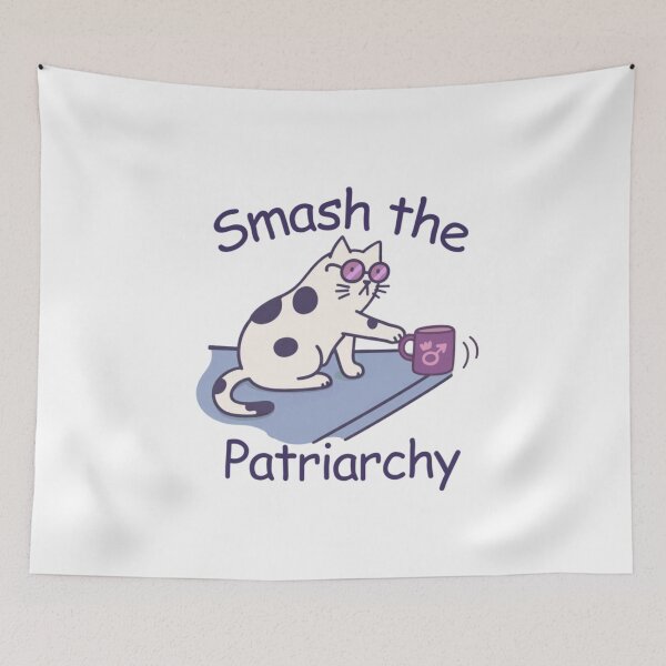 Item preview, Smash The Patriarchy Funny Feminist Cat Knocking Over Male Symbol Mug designed and sold by Phil Ben.