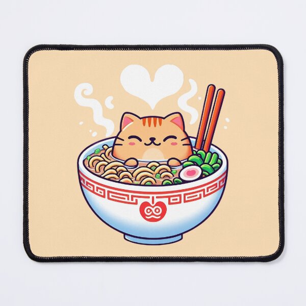 Item preview, Kawaii Cat Eating Ramen - Funny Japanese Noodle Soup designed and sold by GREENZ0NE.