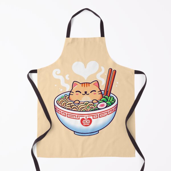 Item preview, Kawaii Cat Eating Ramen - Funny Japanese Noodle Soup designed and sold by GREENZ0NE.