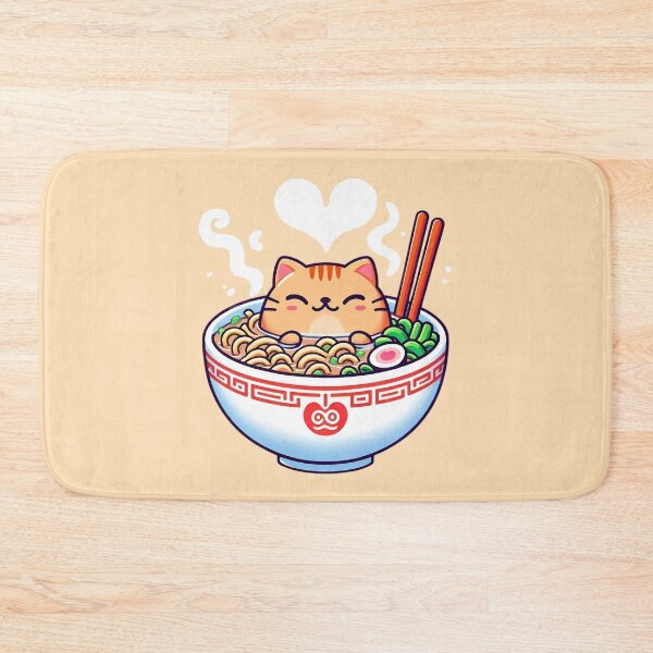 Item preview, Kawaii Cat Eating Ramen - Funny Japanese Noodle Soup designed and sold by GREENZ0NE.