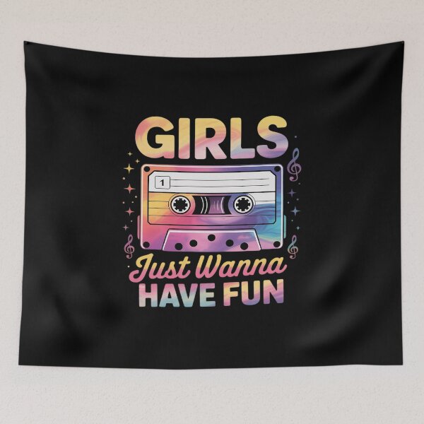 Item preview,  Girls Just Wanna Have Fun Nostalgia 1980s 80's Black designed and sold by angolinnArt.