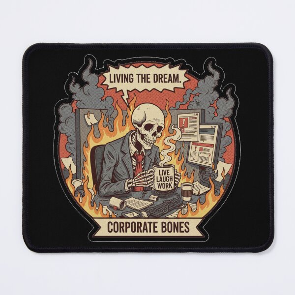 Item preview, Living The Dream Skeleton – Corporate Burnout Comic Style designed and sold by Appolishop.