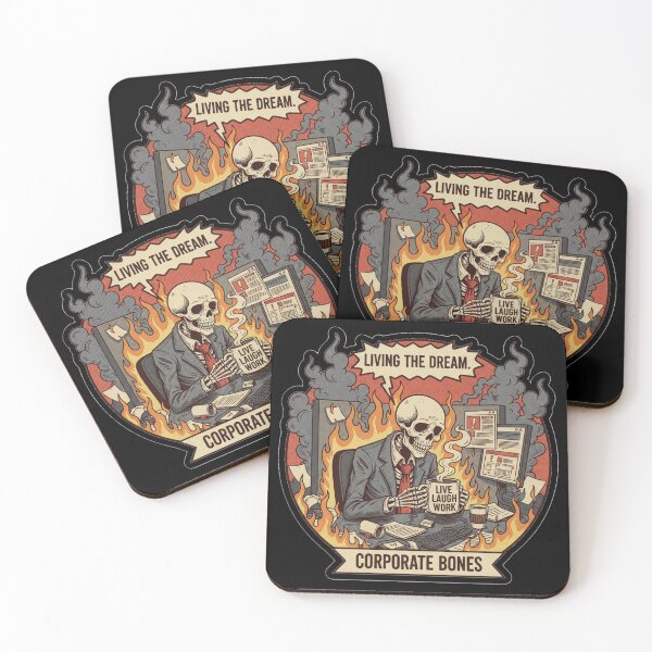 Item preview, Living The Dream Skeleton – Corporate Burnout Comic Style designed and sold by Appolishop.