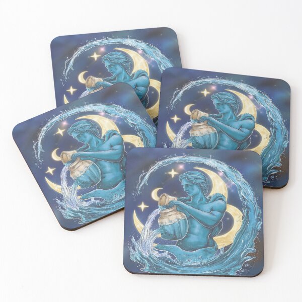 Item preview, Mystical Aquarius Water Bearer | Zodiac Celestial Art designed and sold by Midnight Veil Designs.