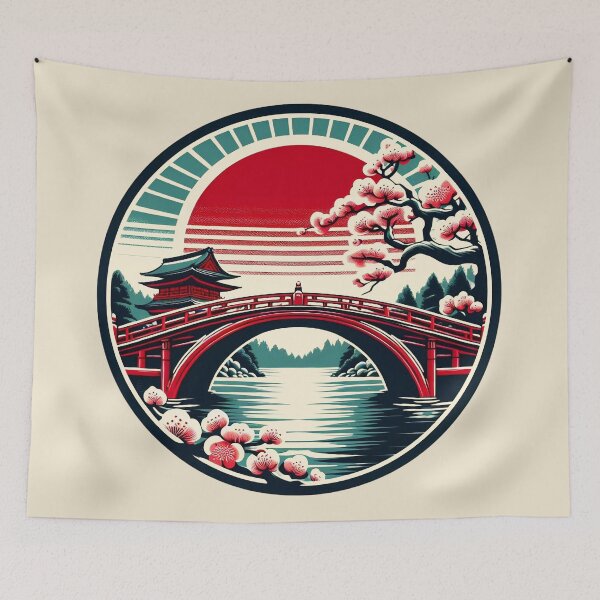 Item preview, Dazaifu Red Bridge - Vintage Japan Travel Badge designed and sold by GREENZ0NE.