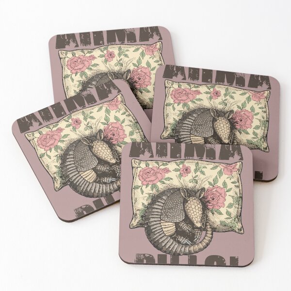 Item preview, Sleeping Armadillo on Floral Pillow designed and sold by PixelStudioBe.