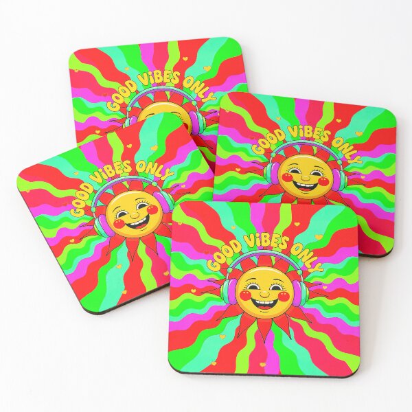 Item preview, Good Vibes Only Psychedelic Happy Sun Cartoon Design designed and sold by Amanda's Factory.
