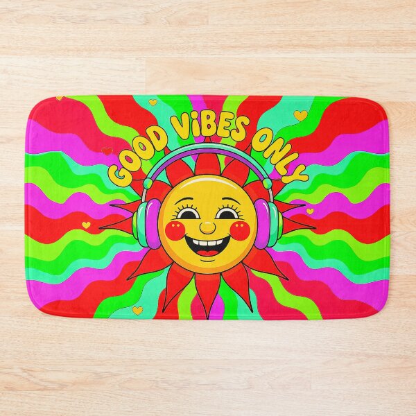 Item preview, Good Vibes Only Psychedelic Happy Sun Cartoon Design designed and sold by Amanda's Factory.