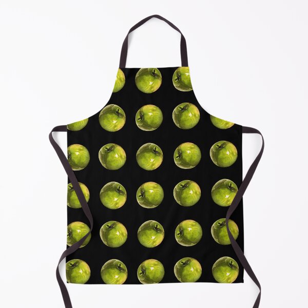 Item preview, Rolling Green Apple Pattern - watercolor - black background designed and sold by AquarellChill.