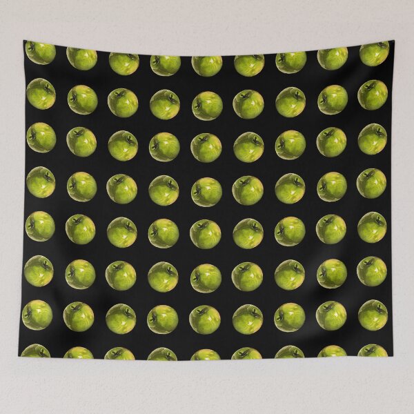 Item preview, Rolling Green Apple Pattern - watercolor - black background designed and sold by AquarellChill.