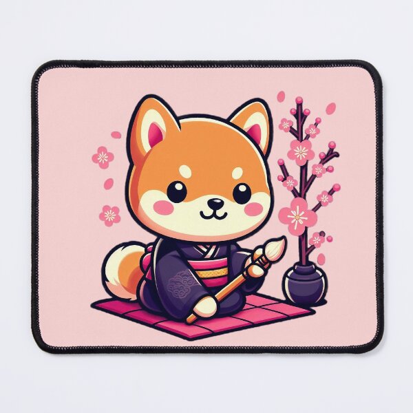 Item preview, Scholar Shiba Inu Dog - Japanese Calligraphy and Kimono designed and sold by GREENZ0NE.