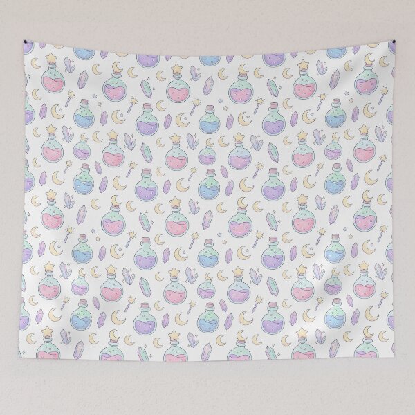 Item preview, Kawaii Magic Potions & Crystals - Pastel Witchy Pattern designed and sold by KimSnow Studio.
