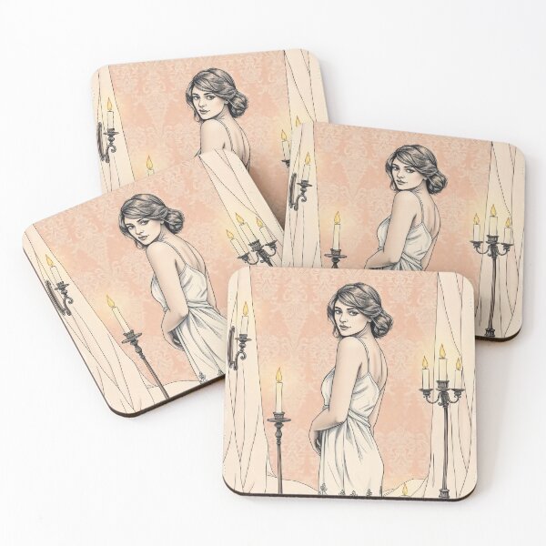 Item preview, Elegant Candlelit Woman Portrait in White Dress designed and sold by Alma47.