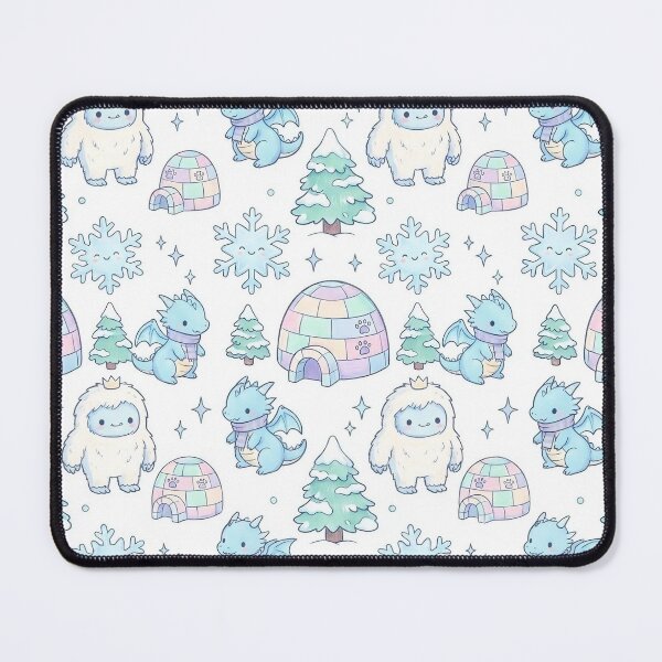 Item preview, Cute Winter Fantasy Pattern - Yeti & Dragon designed and sold by KimSnow Studio.