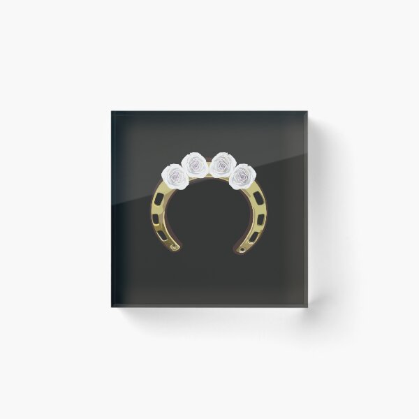 Item preview, Antique Gold Horseshoe with White Roses – Boho Cowboy Lucky Western Art designed and sold by Bedoya Illustrations .