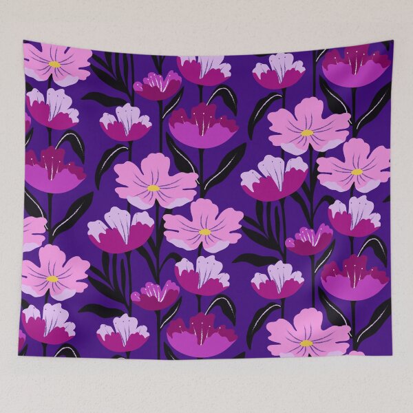 Item preview, Vibrant blooming tropical flowers in purple designed and sold by Jennifer Ladd.