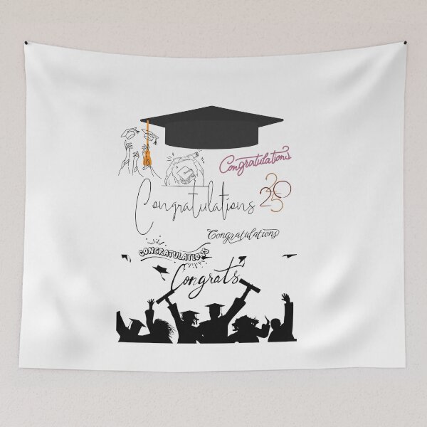 Item preview,  Graduation Congratulations Typography & Silhouette Illustration designed and sold by GoldenSparkleShop.