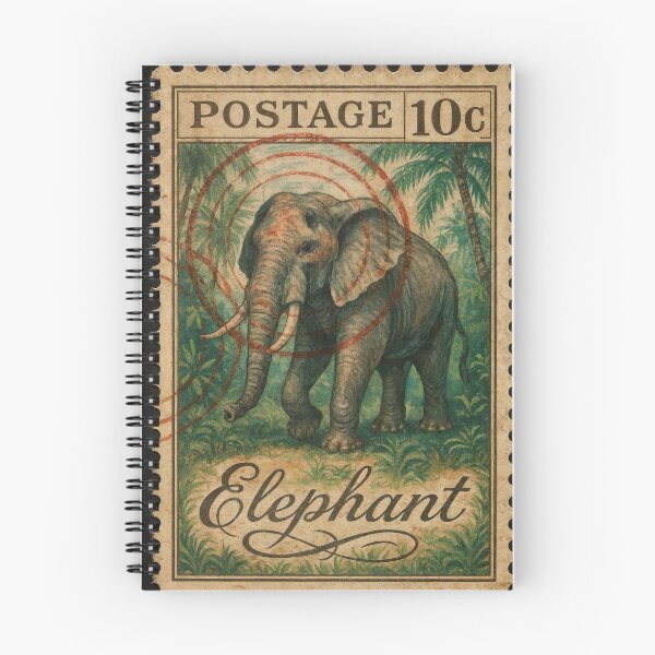 Item preview, Elephant Postage Stamp Vintage Wildlife Art designed and sold by ForeverPrintsOK.