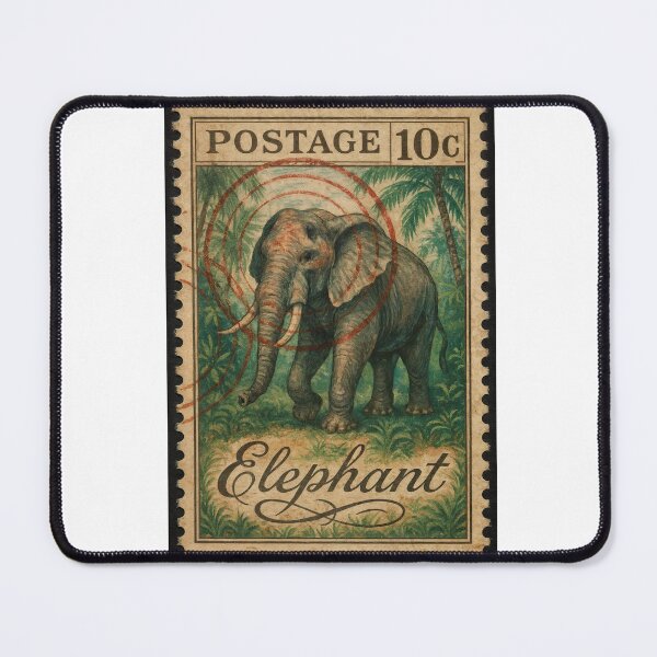 Item preview, Elephant Postage Stamp Vintage Wildlife Art designed and sold by ForeverPrintsOK.