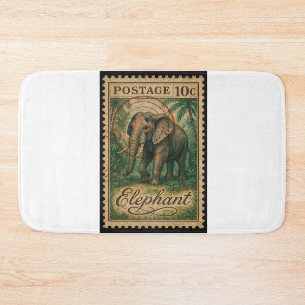 Item preview, Elephant Postage Stamp Vintage Wildlife Art designed and sold by ForeverPrintsOK.