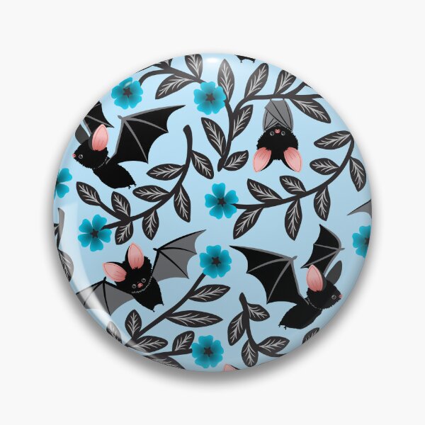 Item preview, Bats and flowers in blue designed and sold by Jennifer Ladd.