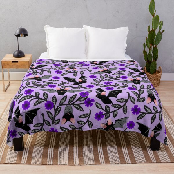 Item preview, Bats and flowers on purple designed and sold by Jennifer Ladd.