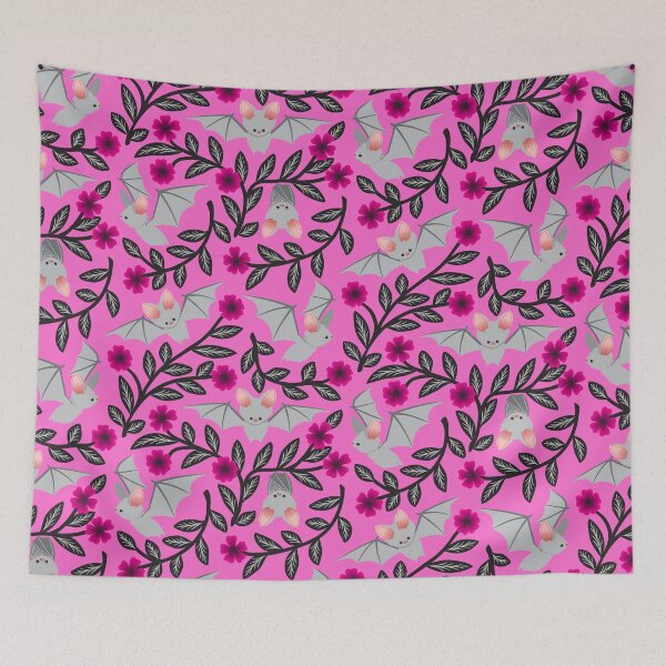 Item preview, Bats and flowers on pink designed and sold by Jennifer Ladd.