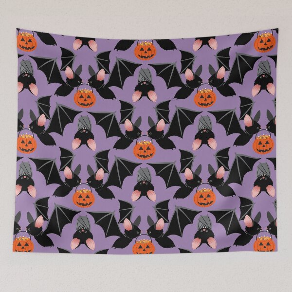 Item preview, Halloween bats with pumpkin candy buckets designed and sold by Jennifer Ladd.