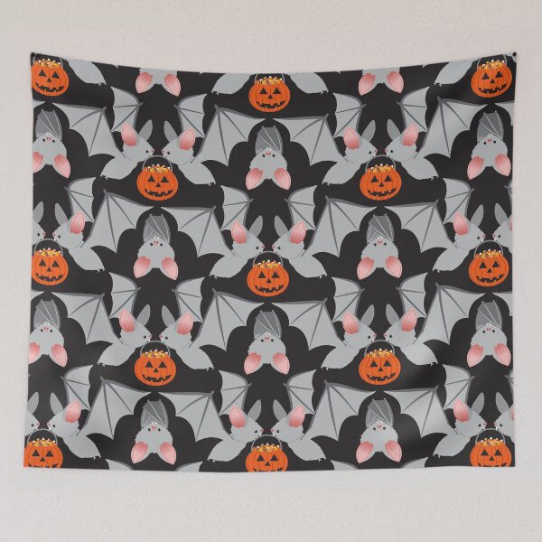 Item preview, Halloween bats with pumpkin candy buckets designed and sold by Jennifer Ladd.