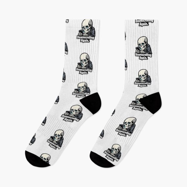 Item preview, Doomscrolling Again Skull Sticker – Funny Dark Humor Phone Addiction Skeleton Streetwear Aesthetic Decal designed and sold by Doodlynx.